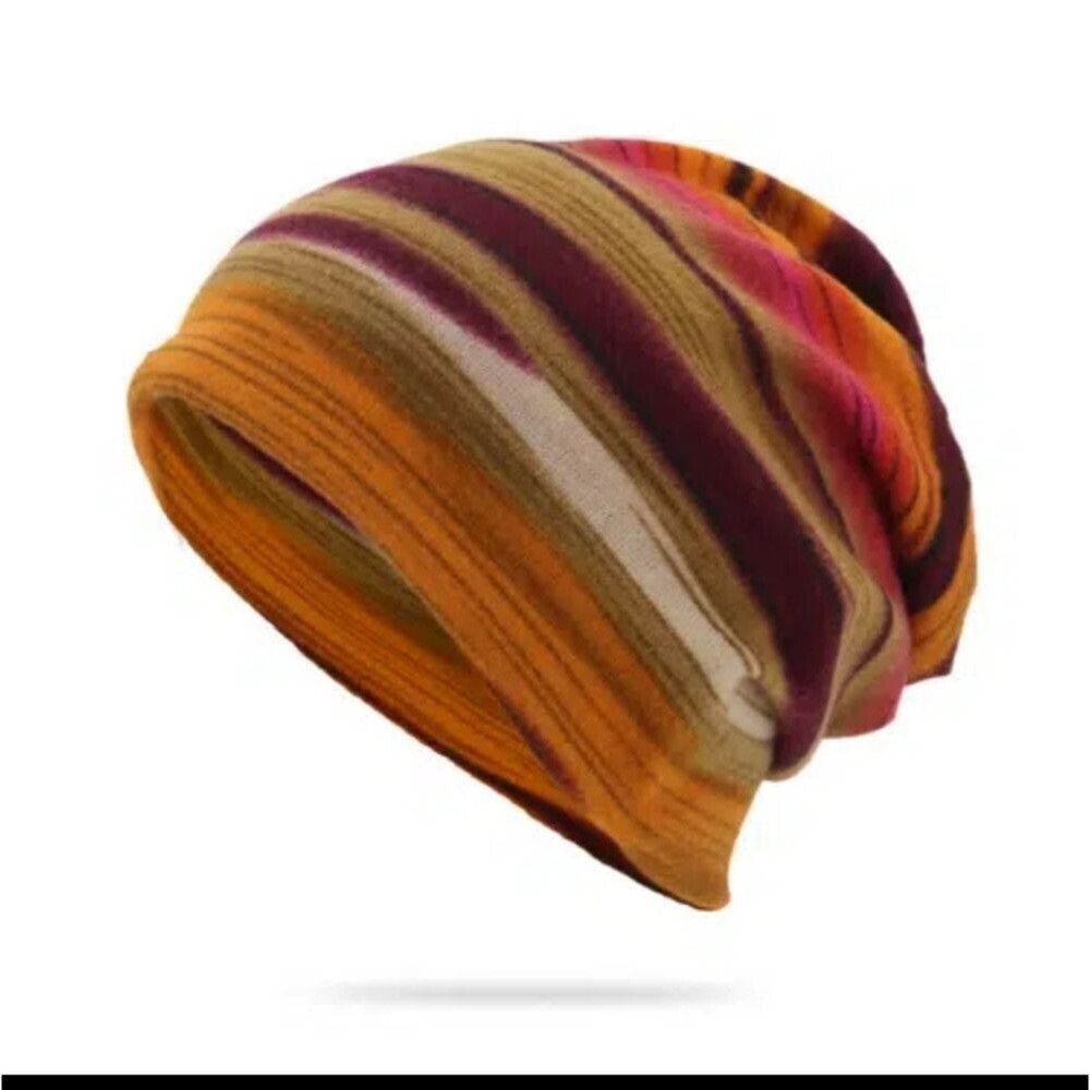 Brown purple orange Beanie hat scarf Multipurpose accessory